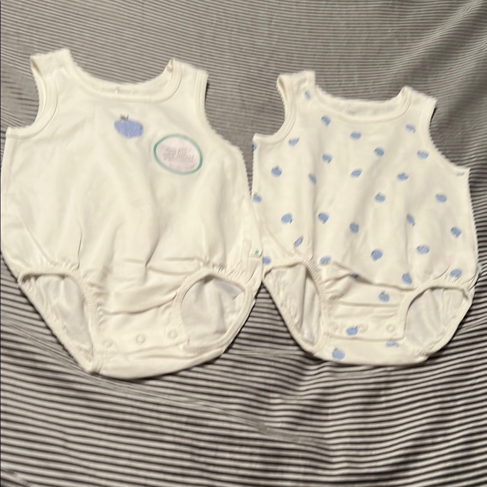White and Blue Baby Onesies Set